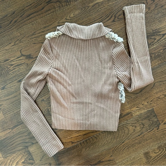 BCBG Max Azria Rabbit Fur & Wool Blend Ribbed Sweater - Size L - Picture 10 of 10